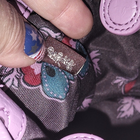 🪻NWOT Coach Lilac Purple Pebbled Leather Petal Floral Bucket Wristlet Pouch Bag - Picture 12 of 13